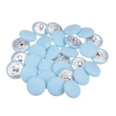 Imagem de Generic 30 peças de tecido 32L botão coberto de tecido 20 mm haste de metal botões de costura redondos para ternos blusas, azul