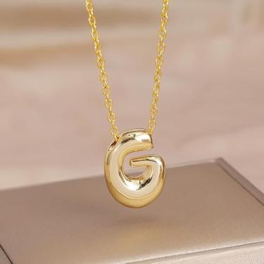 Imagem de 1 colar de letra A-Z com acabamento brilhante banhado a prata para mulheres, joia fina, presente para mamãe, 45+5cm, Cobre, Sem Pedra Preciosa