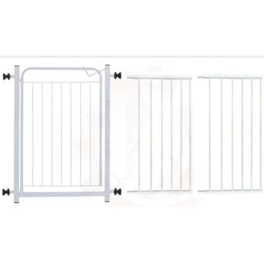 Imagem de Portão Pet Grade Para Cachorro Cercado De Proteção(Branco 78cm A 143cm)