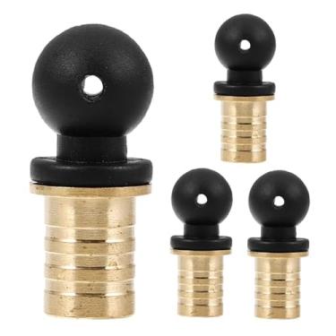 Imagem de Garneck 4 peças de rolhas de vinho de cabaça com boca de latão, tampas de garrafa de bebida DIY exclusivas seladoras a vácuo para preservação e design decorativo de cuia chinesa