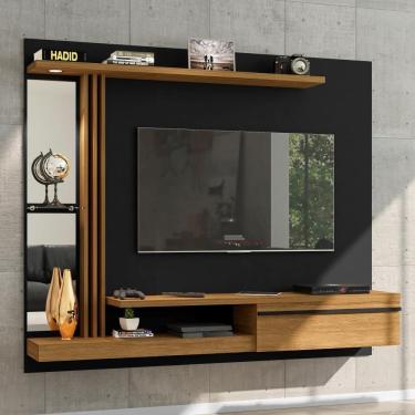 Imagem de Painel Para Com Espelho E Led Thalita Preto Cinamomo