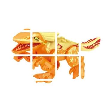 Imagem de Blocos De Montar De Dinossauros Jurássicos: Velociraptor, Triceratops,