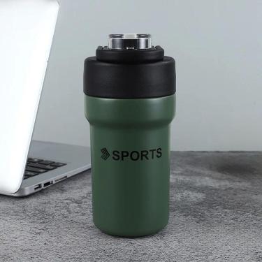 Imagem de Garrafa Térmica Copo Inox 500ml Canudo Alça Verde