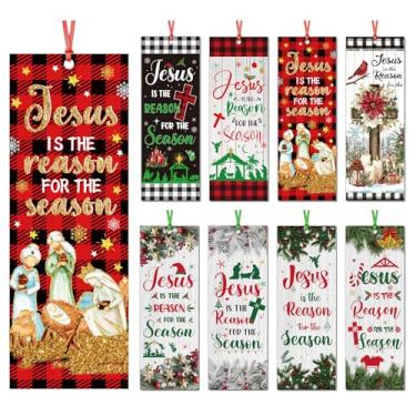 Imagem de Cosmisun Marcadores de livro cristãos de Natal - 120 peças Jesus is the Reason for The Season Marcadores de página de papel Presépio religioso Jesus Marcadores de página para Natal, mulheres, homens