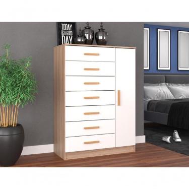 Imagem de Cômoda New Mônaco 1 Porta E 7 Gavetas - Branco / Demolição Branco / Demolição