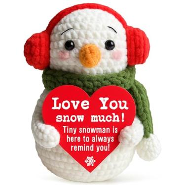 Imagem de tGifGLonyi Corchet de boneco de neve de Natal, presente de aniversário para ele, namorado, marido, presente de aniversário para mulheres, homens, namorada, esposa, mãe, pai, romântico, Natal, meia de