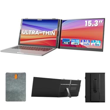 Imagem de Extensor de tela de laptop, monitor portátil ultrafino de 15,3 polegadas FHD 1200P 16:10 para laptop, extensor de monitor duplo leve Plug & Play para laptops de 14 a 17,3 polegadas, compatível com
