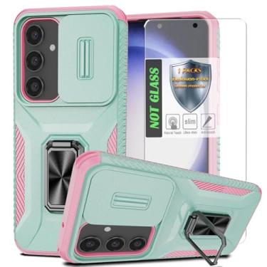 Imagem de Capa para Galaxy S23 Fe com capa de lente deslizante para câmera, protetor de tela HD, suporte giratório de 360°, capa protetora à prova de choque de grau militar AYMECL para Samsung Galaxy S23 Fe