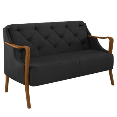 Imagem de Poltrona Namoradeira 2 Lugares 135cm Capitonê Lapa M22 Pu Preto - Mpozenato