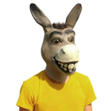 Imagem de Máscara de burro cinza, máscara de látex de animal inovadora, adereços de festa à fantasia de carnaval