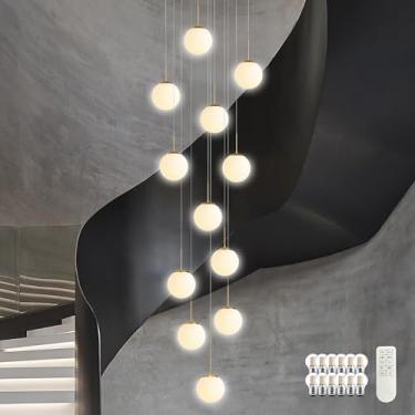 Imagem de KoKo&Yukina 12 Luzes Globo De Vidro Branco Leitoso Luminárias Pendentes De Comprimento Ajustável Luminárias Pendentes Modernas De Vidro Globo De Vidro Lustres Dourados Lustres Grandes Para Tetos Alt