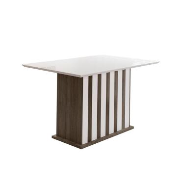 Imagem de Mesa de Jantar 4 Lugares Tampo com Vidro Xangai Amendoa Off-White