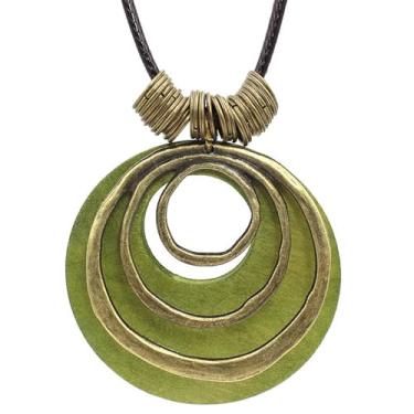 Imagem de Zurlcdye Colar de cordão de couro para mulheres, pingente longo, grosso, verde, boêmio, exclusivo, vintage, suéter, colares, joias de aniversário, presentes, Sem Pedra Preciosa