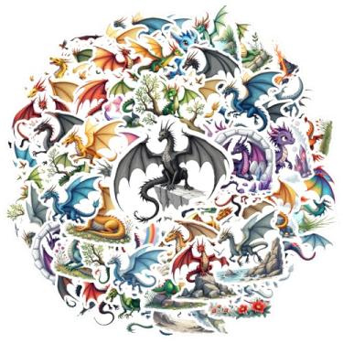Imagem de 70 peças de adesivos de papelaria de criatura mítica dragão fantasia brinquedo peculiar decalques de grafite para guitarra, faça você mesmo, skate, laptop, bagagem, notebook, bagagem, copo para