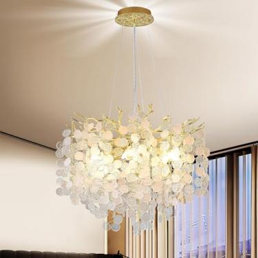 Imagem de Lustre de teto Cristal com Design de Galhos e Folhas | Luminária Pendente de Teto Luxuosa para Sala de Jantar, Quarto, Sala de Estar e Hall de Entrada (40cm)