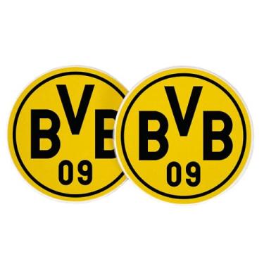 Imagem de Desert Cactus Borussia Dortmund FC Acessórios de carro BVB Alemanha Alemanha Die Schwarzgelben Soccer Absorvente Sandstone Cup Coasters Licenciado Conjunto de 2 (Design A)