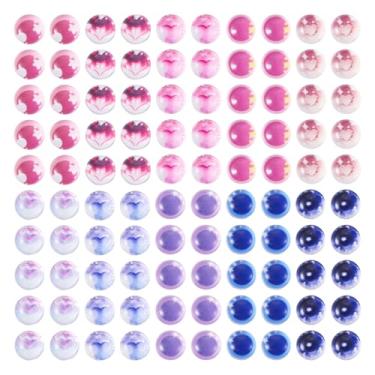 Imagem de Craftdady 100 peças de cabochão de cúpula redonda plana de 8 mm de vidro artesanato olhos de boneca cores mistas cristal padrão coração olhos DIY artesanato arte cabochão para boneca, fantoche de