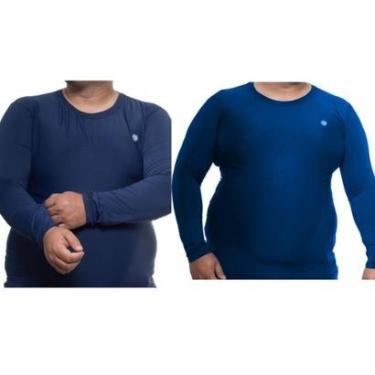Imagem de Kit 2 Camisa Térmica Plus Size Masculina Uv 50+ Segunda Pele Proteção Solar-Masculino