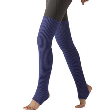 Imagem de Meias Femininas de Ioga, Salto Aberto, Malha Com Nervuras, Polainas Altas Para Balé, Dança, descanso