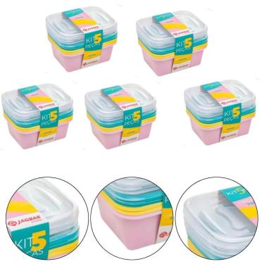 Imagem de Kit 25 Potes Plástico Tampa Organiza Alimentos 750Ml Jaguar