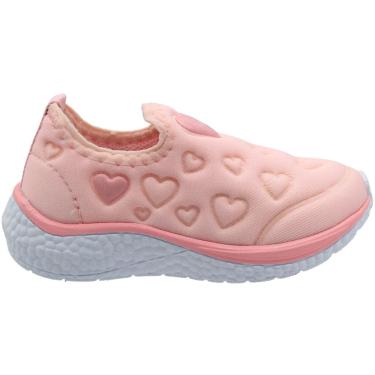 Imagem de Tênis Infantil Via Vip Corações Escolar Tecido Sem Cadarço Menina