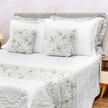 Imagem de Kit 5 Peças Decoração Sala Peseira Super King Size Piquet Cama Posta Luxo (Lirio)