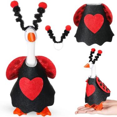 Imagem de AmazingSpark 1 Set Valentine's Day Mini Desk Goose 7 Inch Magnetic Goose Statue Key Holder Red Romantic Valentine Clothes for Magnetic Duck Statue Table Desk Key Holder Decor (Red Black,Ladybug)