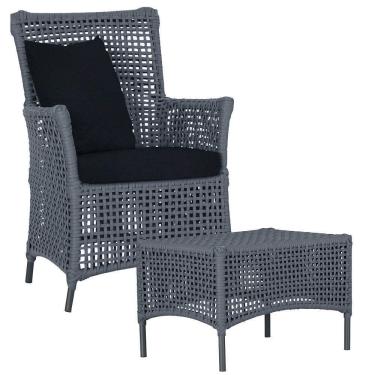 Imagem de Poltrona E Mesa Igapó Em Alumínio Preta Corda Náutica E12 Prata