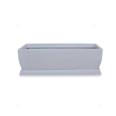 Imagem de Vaso Jardineira Em Polietileno 80X30 + Prato Cinza Claro