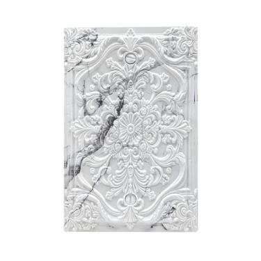 Imagem de Sghxwp Capas decorativas de placa de interruptor de luz, textura de mármore cinza, 3D, floral, gravada, 1 grupo, sem dispositivo, capas de tomada em branco, placa de parede, placa de cobertura para