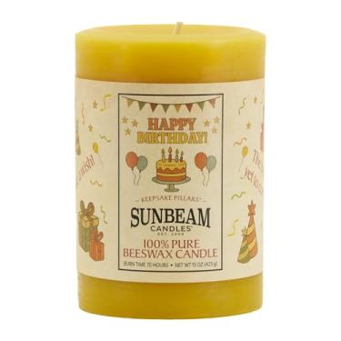 Imagem de Lembrança de aniversário 7,6 cm x 10,8 cm Pilar de cera de abelha | 70 horas de queima totalmente natural, não tóxico | Presente exclusivo e decoração de casa | Melhor vela de feliz aniversário do