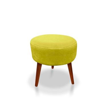 Imagem de Puff Redondo Decorativo Panqueta De Apoiar Os Pés Suede Amarelo