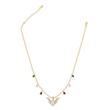 Imagem de ternotito Colar de corrente de ouro 18K delicado com pingente de zircão ajustável corrente de ouro, Banhado a ouro, Zircão