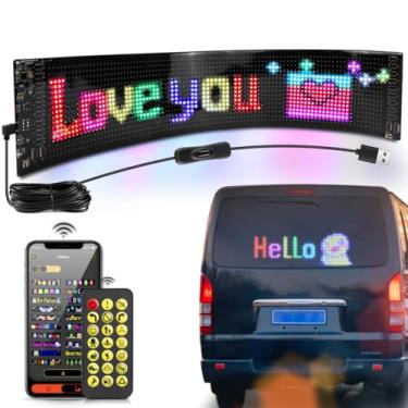 Imagem de TLINKOSTA Placa de LED para janela de carro - Tela de informações de LED programável para carro de 38 x 10 cm com sinal de rolagem texto animado personalizado, painel de matriz flexível da loja de