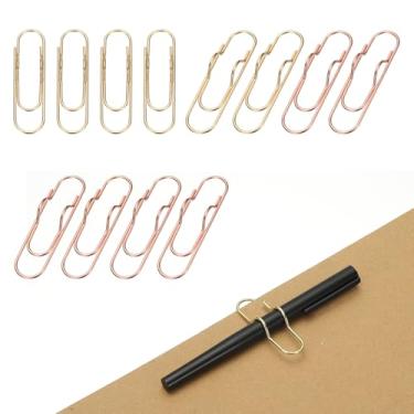 Imagem de PATIKIL 12 clipes de suporte de caneta para notebook, clipe de caneta de metal de 7 x 1,7 cm para prancheta de escritório, jornal, organizadores de mesa de casa, ouro/ouro rosa