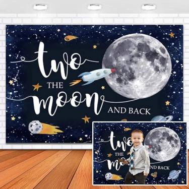 Imagem de Leowefowa Pano de fundo de vinil de 3 x 2,4 m com tema de astronauta foguete espacial para meninos e festas de aniversário, céu noturno, estrelas, planeta, galáxia, decoração de festa de aniversário,