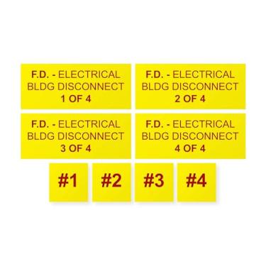 Imagem de F.D. - Desconexão elétrica BLDG - Placa | Etiqueta - Corpo de Bombeiros | Kit de instalação do sistema solar fotovoltaico (1of4-2of4-3of4-4of4)