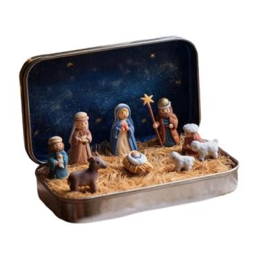Imagem de oshhni Mini Presépio de Natal: Nascimento de Jesus - Ornamento de Mesa - Figuras Religiosas da Sagrada Família - Mini Presépio para Viagem e Prateleira