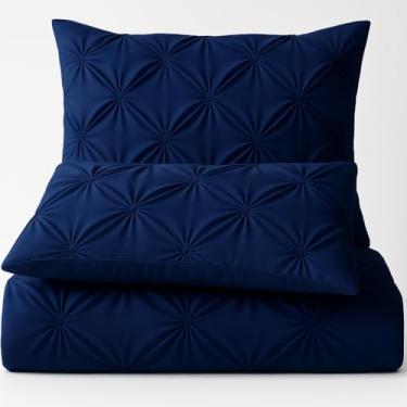Imagem de Conjunto de capas de travesseiro plissadas de 2 a 600 fios de travesseiro super macio, capas de travesseiro 100% algodão egípcio, conjunto de capas de travesseiro de travesseiro com pinça decorativa, Azul marinho, Queen 20X30