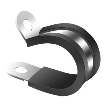 Imagem de Pacote com 20 braçadeiras de cabo de aço inoxidável de 15/32 polegadas, braçadeiras de mangueira isoladas resistentes acolchoadas de borracha, clipes de alça de suporte de fio de conduíte para tubos