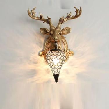 Imagem de Luminária de parede contemporânea em formato de veado, ideal para sala de estar, quarto, escritório, casa de campo, hotel, quarto infantil e corredor, com LED (Estilo C)