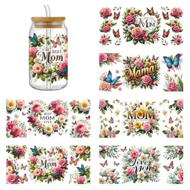 Imagem de KQ18091 6 peças UV DTF Cup Wraps UV DTF Transferência Adesivo Impermeável para Copos de Vidro Mobiliário Artesanato DIY Adesivos de Transferência para DIY Garrafa de Água Laptop Decalque Madeira Carro