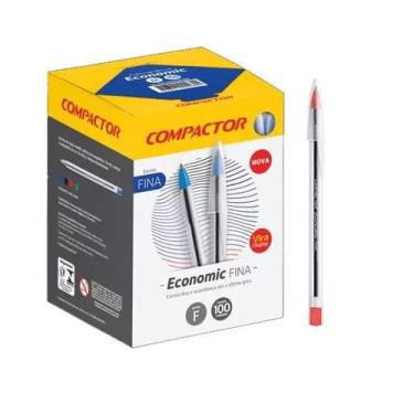 Imagem de Caneta Esferográfica Economic Fina 0.7mm Vermelha CX C/100 - Compactor