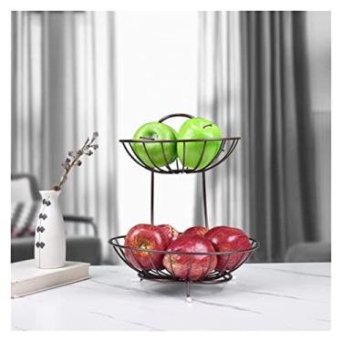Imagem de JYXYXSCP Tigela de frutas de 2 camadas, tigela de frutas para balcão de cozinha, cesta de legumes, suporte de frutas de bancada (C)