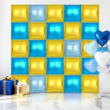 Imagem de 25 peças de balões quadrados, fundo de parede de balões quadrados metálicos, balões de Mylar de dupla face, kit de arco de túnel para decoração de aniversário de casamento, aniversário, chá de bebê