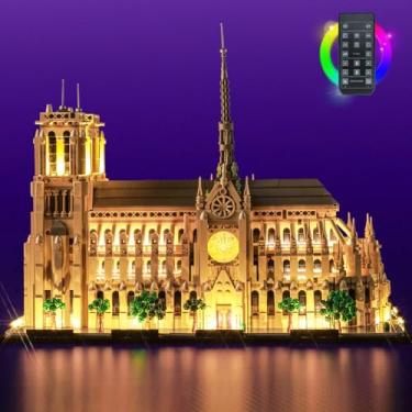 Imagem de LocoLee LED Light Kit for Lego Notre Dame Cathedral Architecture 21061, Creative Lighting Set Accessories Compatible with Lego Paris Notre Dame 21061 Set, No Models Only Light (RC Version)