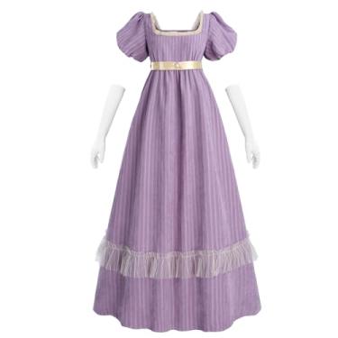 Imagem de NSPSTT Vestidos Regency roxos para mulheres, vestido de baile, fantasia vitoriana renascentista, Roxa, XXG