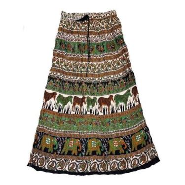 Imagem de Saia Indiana Cigana Maia Longa - Verde P - India Fashion, Verde, P