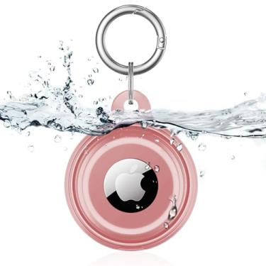 Imagem de 1 pacote com porta-chaves à prova d'água para AirTags, à prova de choque e poeira para Apple Air, acessórios para localizadores de itens, capa para animais de estimação, crianças, bagagens, chave rosa