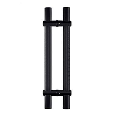 Imagem de Puxador de pressão para porta de vidro temperado comercial de aço inoxidável preto resistente/puxador deslizante de porta de celeiro - espaçamento de orifício ajustável, 3 comprimentos (800 × 600 mm)